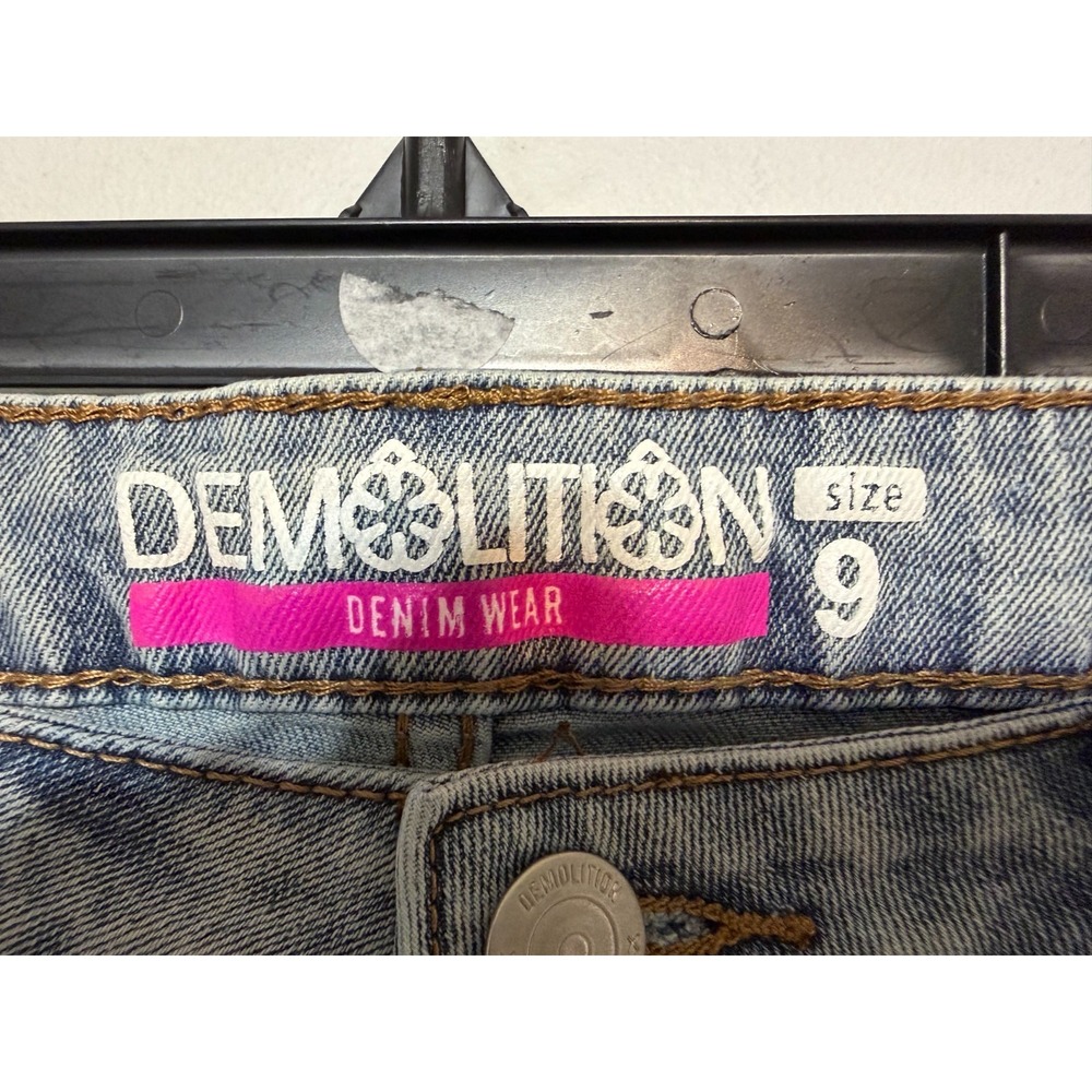 Y2K Demolition Moto Denim Shorts Women Size 9 Streetwear Grunge Retro Throwback - Picture 6 of 6